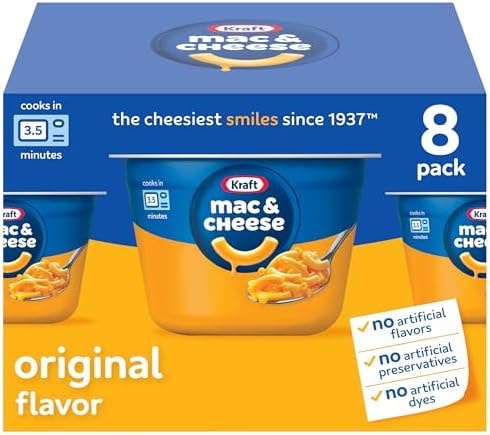 Kraft Mac and Cheese Dinner, 8 Microwaveable Cups, Original, 2.05 oz