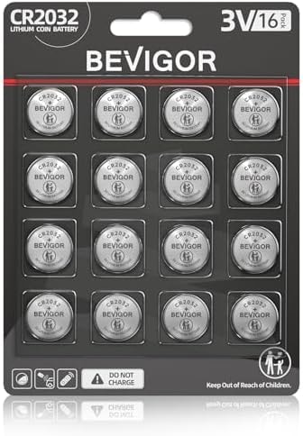 BEVIGOR 2032 Battery Compatible with AirTag CR2032 Lithium 3V Coin Battery for Child Safety, Suitable for Key Fobs, Smart Sensors, Scales, Candles and More (CR2032-16P)