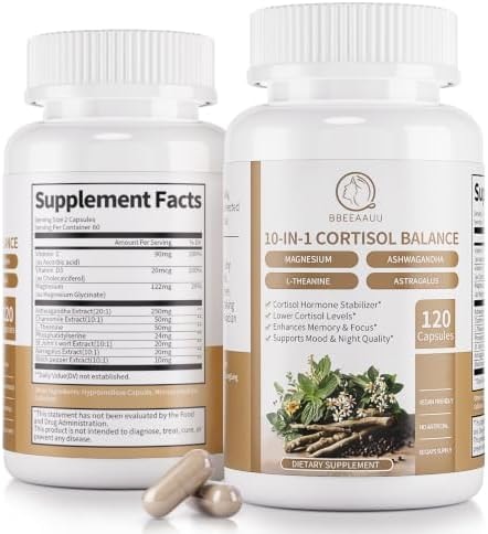 Cortisol Supplements for Women, 10-in-1 Cortisol Manager with Ashwagandha