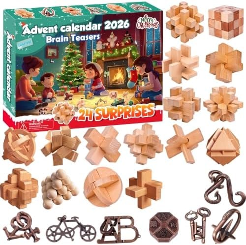 Advent Calendar 2026-24 Days of Brain Teaser Puzzles Toys Kit - Christmas Countdown Gifts for Girls Boys Adults and Teenagers