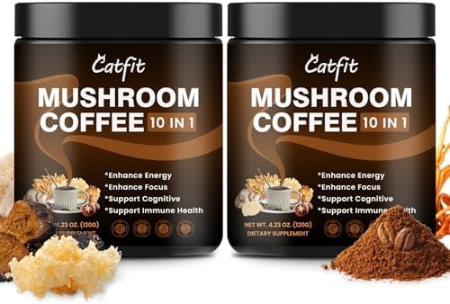 Catfit Instant Mushroom Coffee Powder- 2 Pack, 4.23 Ounce