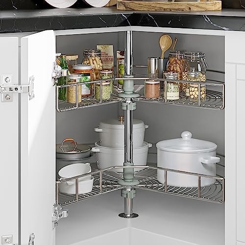 YITAHOME 31" Lazy Susan Turntable with Chrome Pie-Cut Design