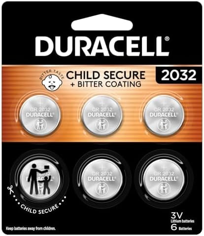 Duracell 2032 Lithium Battery, 6 Count, AirTag & Key Fob, CR2032 3V Cell
