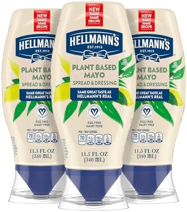 Hellmann's Plant-Based Mayonnaise 11.5 oz, Creamy Vegan Mayo Squeeze, 3PK