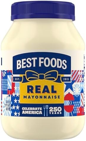 Best Foods Real Mayonnaise Mayo Jar For A Creamy Sandwich Spread or Condiment Gluten-Free, Made With 100% Cage-Free Eggs 30 oz