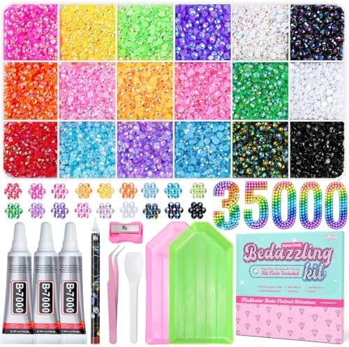 Rhinestones Bedazzling Kit 35000Pcs 18 Essential Colors for Crafts