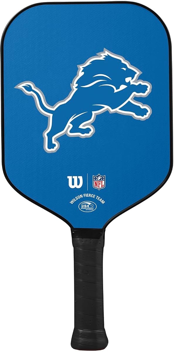 Wilson NFL Collection Fierce Team Pickleball Paddle - Grip Size 2-4 1/4", Detriot Lions