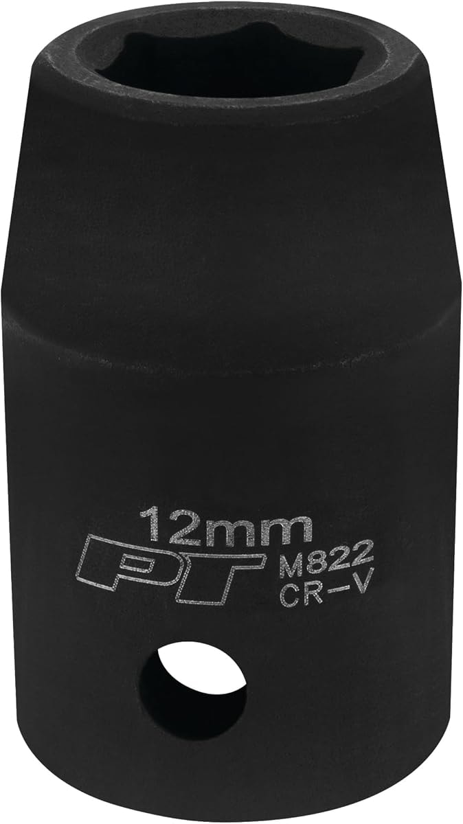 Performance Tool M822 1/2-Inch Drive 12mm 6pt Impact Socket for Heavy Duty Automotive Work and Repair Jobs with Enhanced Durability and Precision