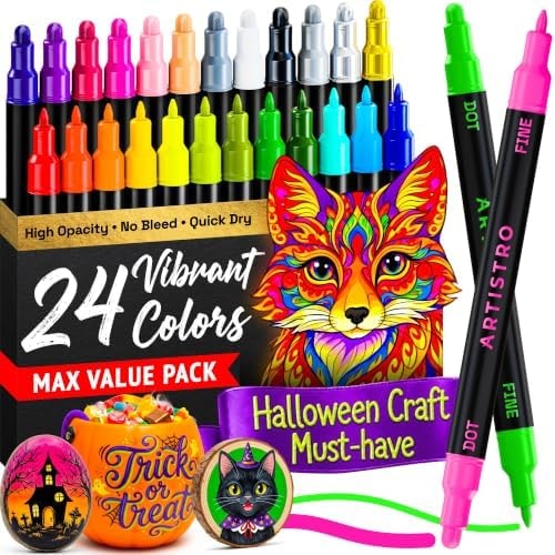 ARTISTRO 24 Multicolor Dual-Tip Acrylic Paint Marker Pens