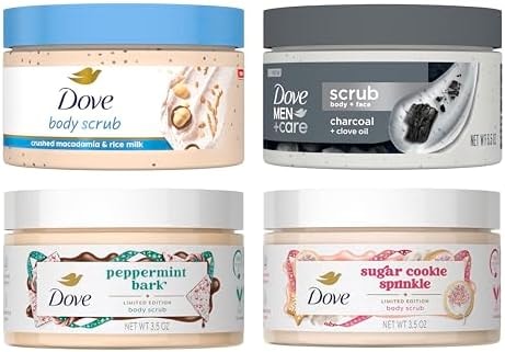 Dove Treats Exfoliating Mini Body Scrub 4 Pack 3.5oz each