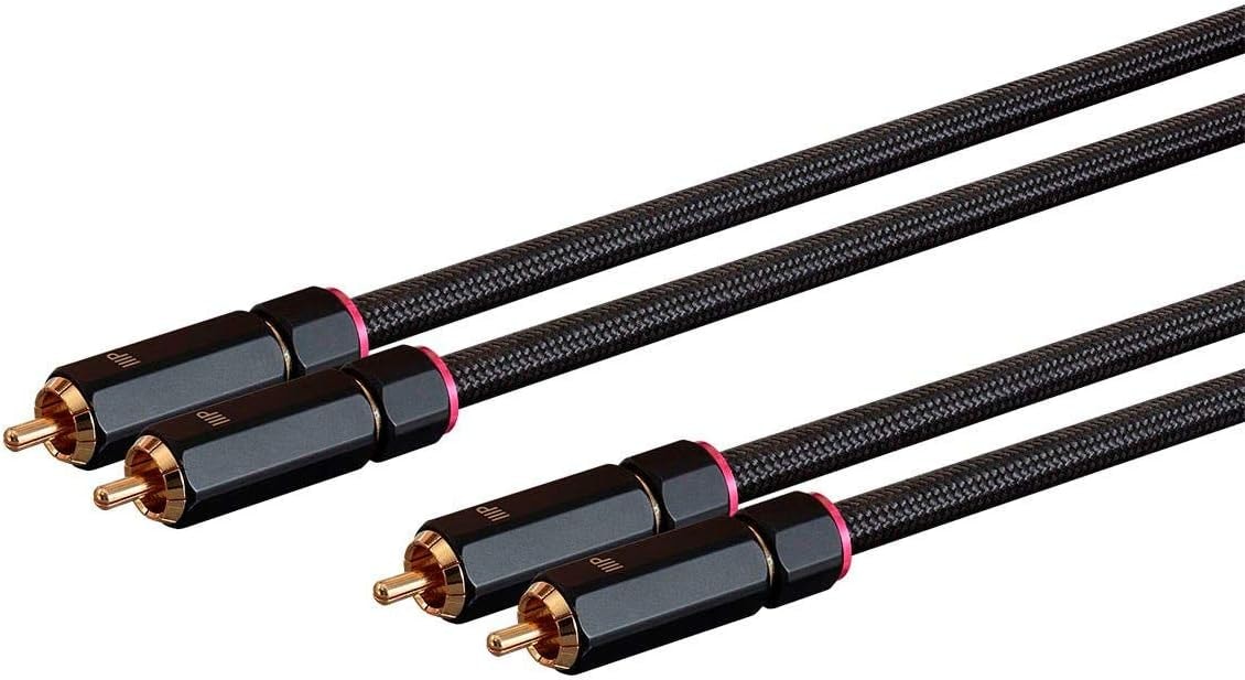 Monoprice Male RCA Two Channel Stereo Audio Cable - Gold Plated Connectors, Double Shielded, 6 Feet, Black - Onix Series