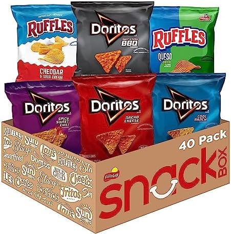 Ruffles FritoLay Variety Packs Flavors 1oz Bags, Ruffles & Doritos Bold Mix, 40 Count