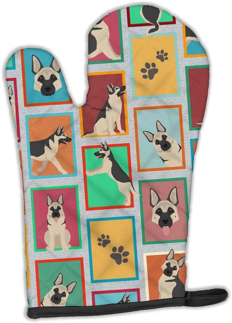 Caroline's Treasures MLM1137OVMT Lots of Black and Silver German Shepherd Oven Mitt Heat Resistant Thick Oven Mitt for Hot Pans and Oven, Kitchen Mitt Protect Hands, Cooking Baking Glove