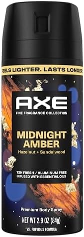 AXE Fine Fragrance Collection Body Spray Midnight Amber 72 Hour Freshness Aluminum Free 2.9 oz