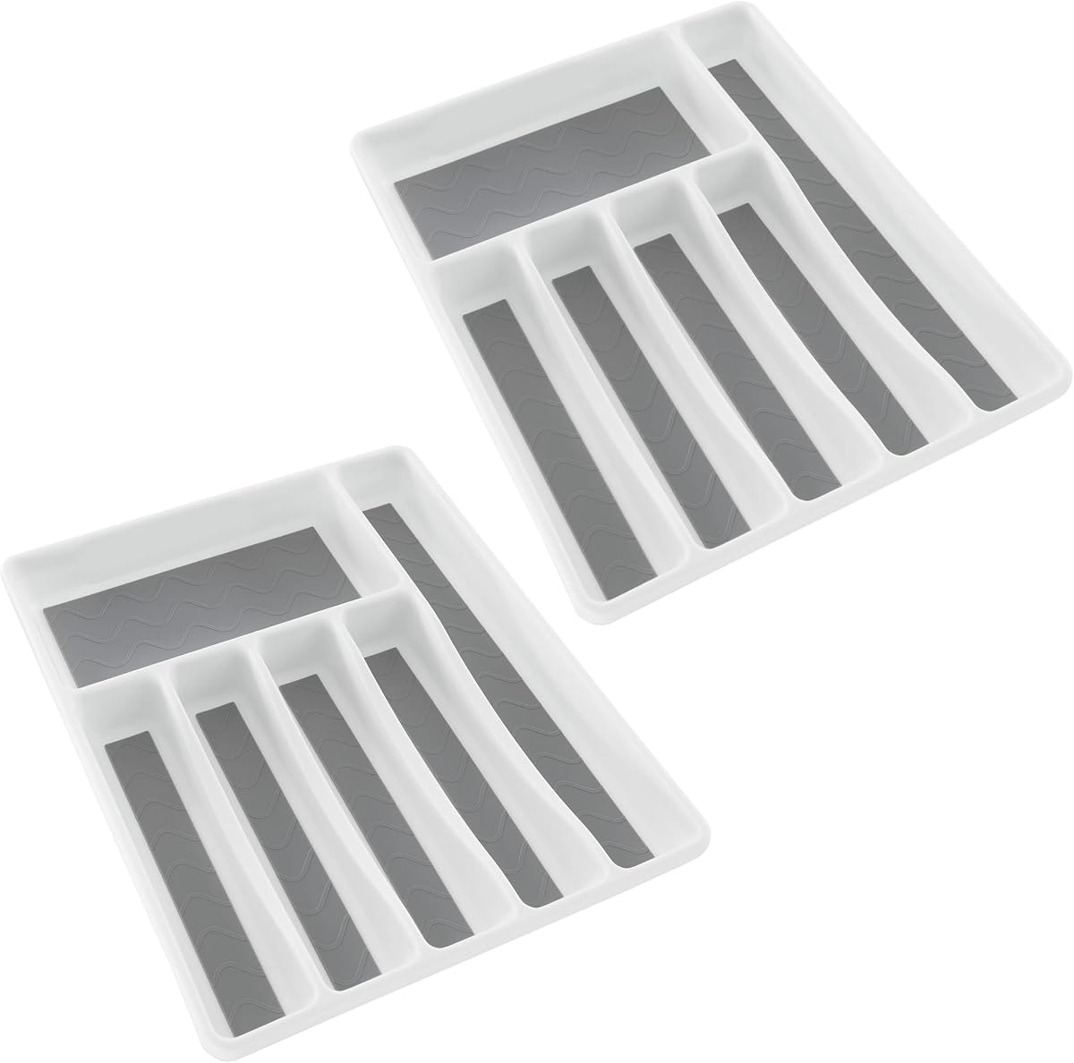Lavish Home Silverware Drawer Organizer with 6 Sections, Non Slip Flatware Organizer, 2 units