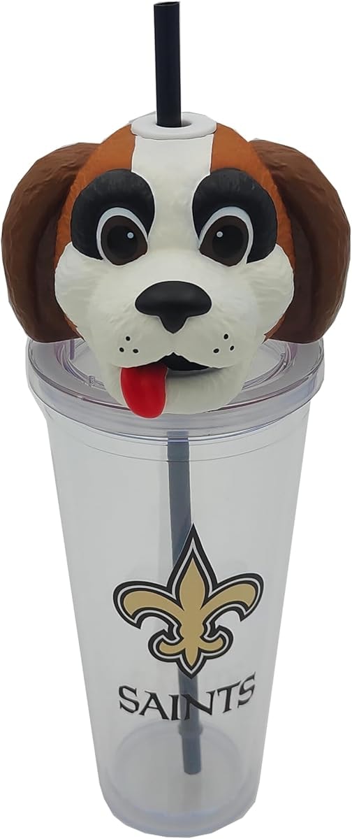Pegasus Sports NFL New Orleans Saints Mascot Lid 24oz Sipper