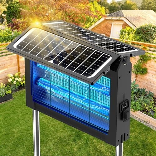 Solar Bug Zapper Outdoor, 4500V Mosquito Zapper with Dual Solar Panels