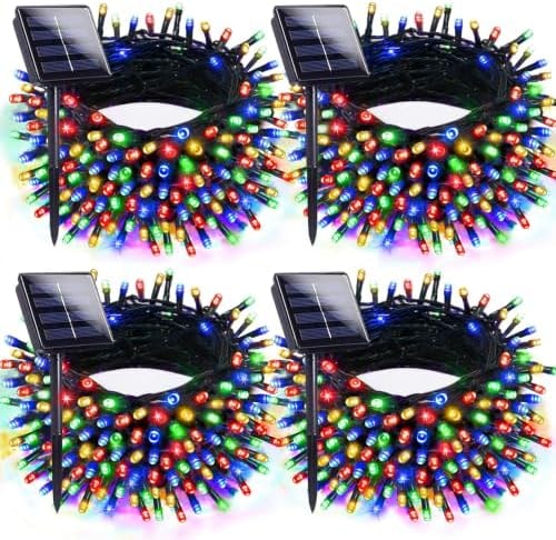 Solar Christmas Lights Outdoor 4 Pack 152FT 400LED String Lights Multicolor