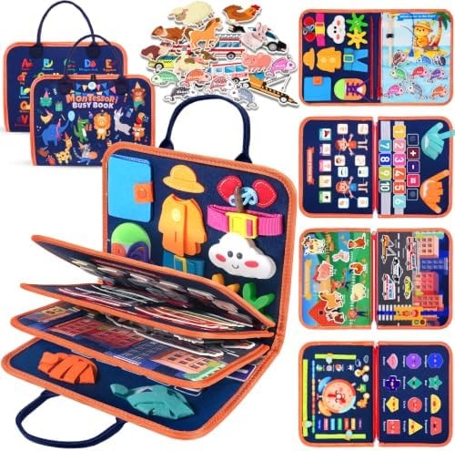 Toddler Toys Montessori Busy Board, Busy Book Birthday Gift for Boy Girl