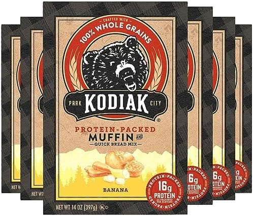 Kodiak Cakes Muffin Baking Mix, Banana, High Protein, 100% Whole Grains, (Pack of 6)