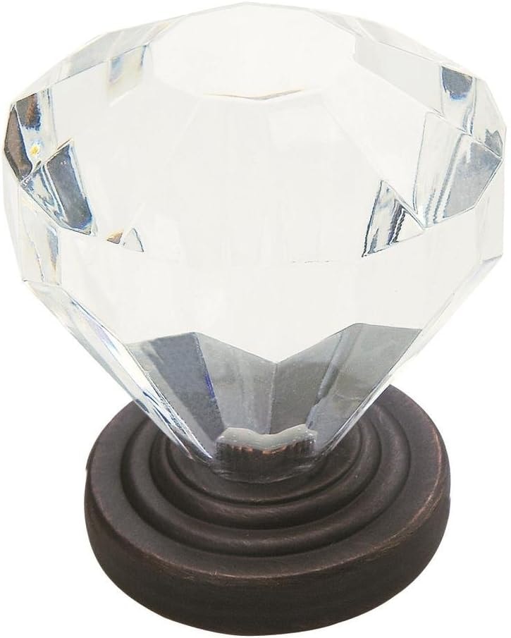 Amerock | Cabinet Knob | Clear/Oil-Rubbed Bronze | 1-1/4 inch (32 mm) Diameter | Traditional Classics | 5 Pack | Drawer Knob | Cabinet Hardware