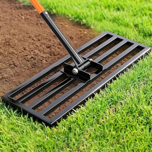 COZEER 30" x 10" Lawn Leveling Rake, Heavy Duty Stainless Steel Leveler Tool with 78" Adjustable Handle, Garden Yard Lawn Care for Garden, Golf Course, Farm and Pasture