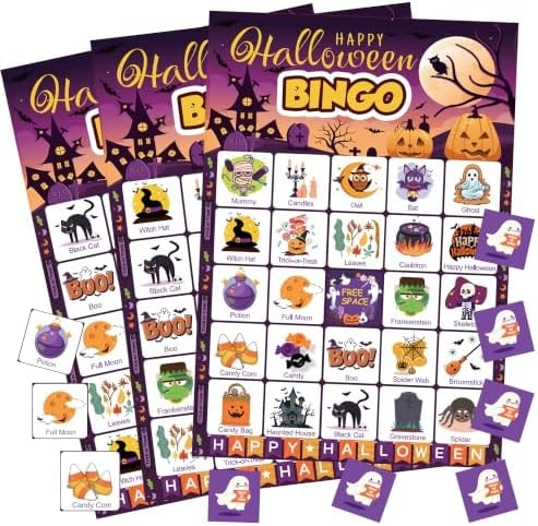 MDDRUIQI Halloween Games - Halloween Bingo Cards for Kids