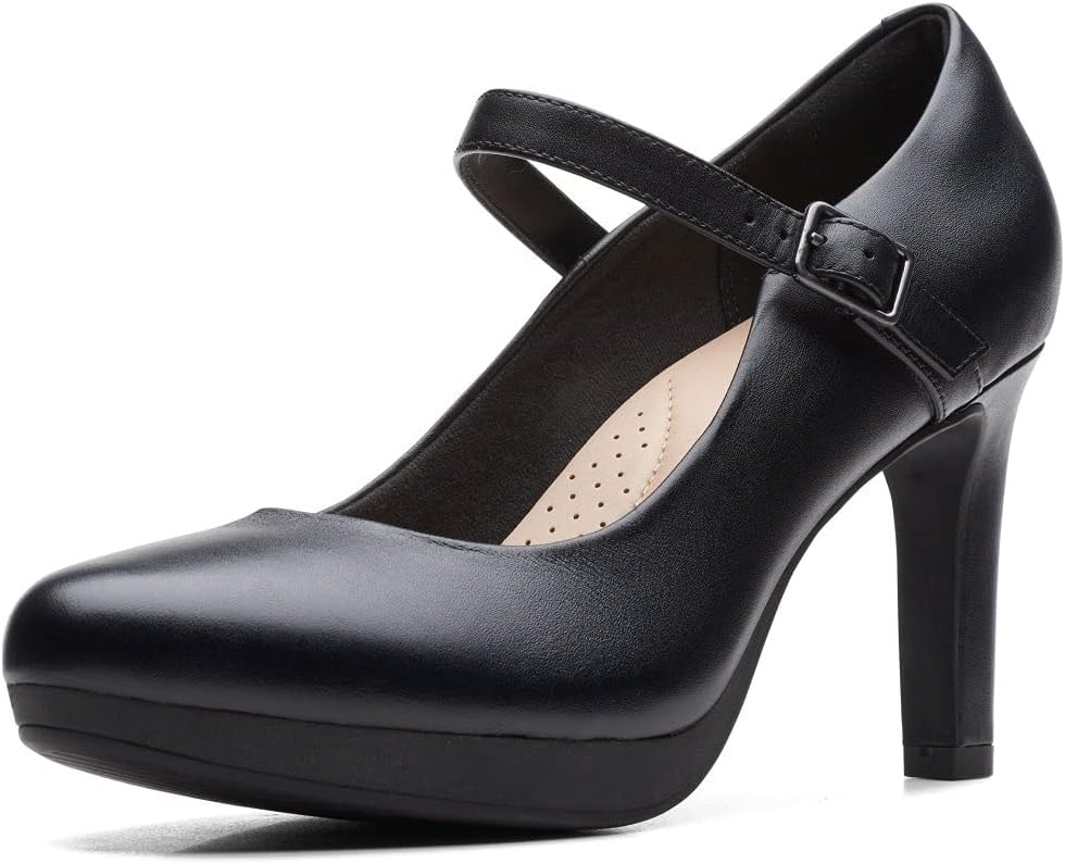 Clarks Women's Ambyr Shine Pump, Black (Black Leather), 39.5 EU