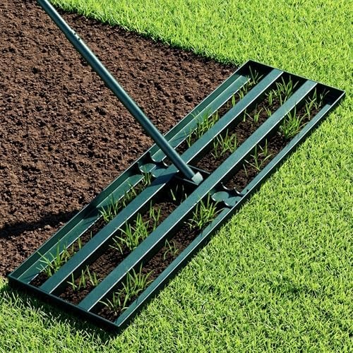 Stainless Steel Lawn Leveling Rake with 70" Adjustable Long Handle – 30"×10" Lawn Leveler for Yard & Garden Soil Leveling, Heavy Duty Top Dressing Rake for Lawn Repair, Landscaping & Grass Care