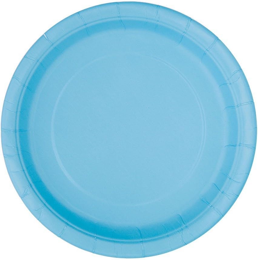 Lovely Powder Blue Solid Round Dessert Plates - Vibrant 7" (Pack of 8) - Sturdy & Stylish - Perfect for Birthdays, Showers & Celebrations