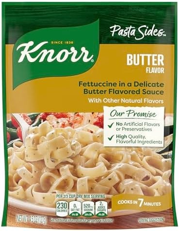 Knorr Pasta Sides Butter Fettuccine For Delicious Quick Pasta Side Dishes No Artificial Flavors, No Preservatives, No Added MSG 4.5 oz