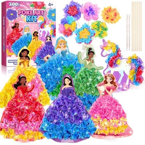 Poke in Art Kits for Girls Ages 4-8, Arts and Crafts Princess Toys for Kids