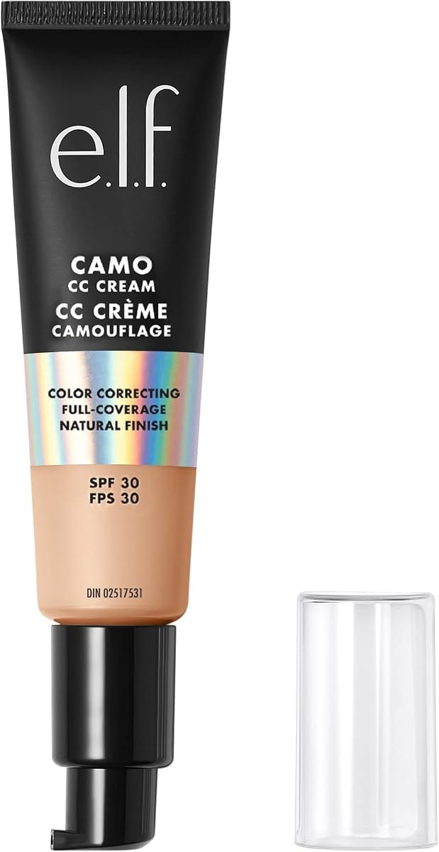 e.l.f. Camo CC Cream, Color Correcting Medium-To-Full Coverage Foundation with SPF 30, Light 210 N, 1.0 Oz (30g)