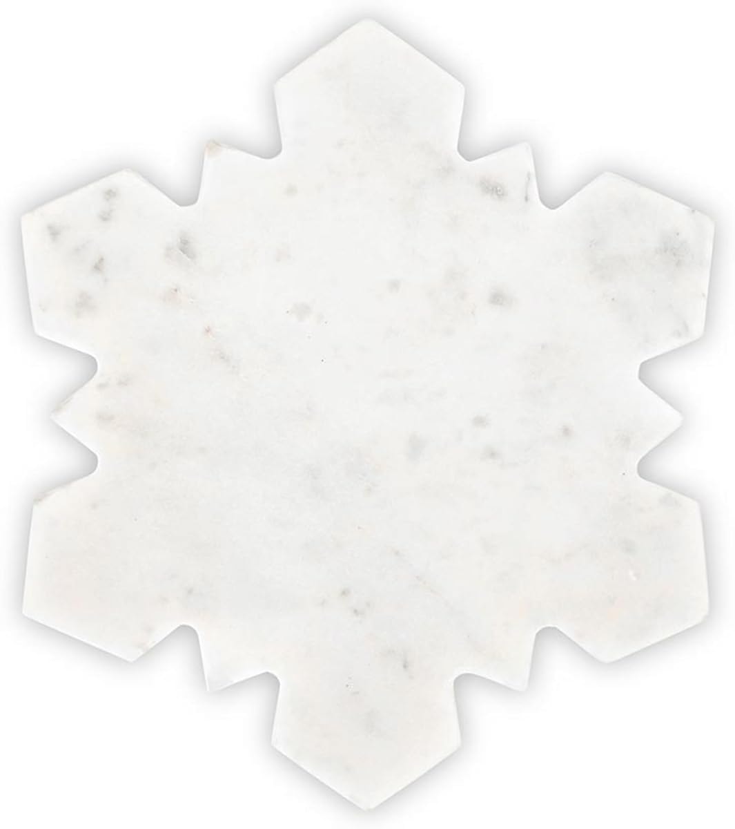 Santa Barbara Design Studio White Marble Snowflake Shaped Charcuterie Cheese Tray, 12.5" x 11"