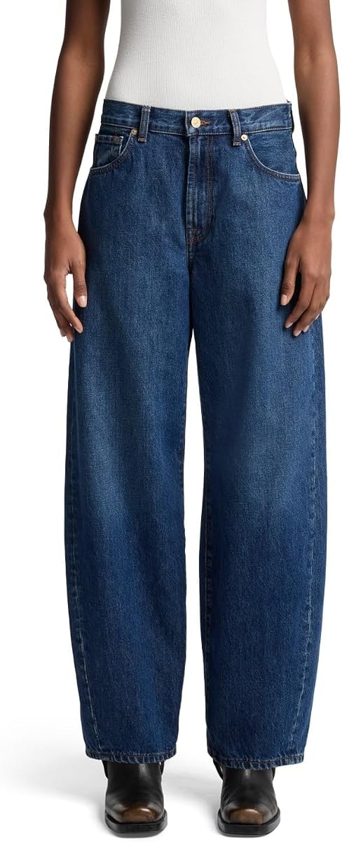 7 for All Mankind Women's Twisted Bonnie Barrel Leg Jeans, Radar, 29