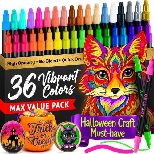 ARTISTRO 36 Multicolor Dual-Tip Acrylic Paint Marker Pens