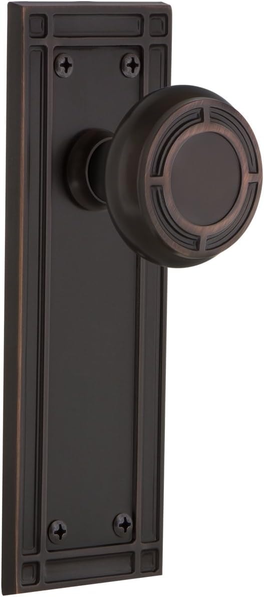 Nostalgic Warehouse Mission Plate Passage Mission Door Knob in Timeless Bronze