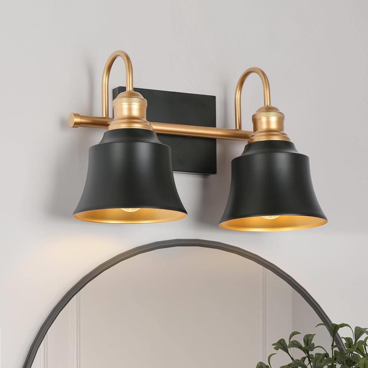 KSANA Black Gold Vanity Lights, 2 Light Bathroom Light Fixtures Over Mirror Modern Farmhouse Vanity Lights for Bathroom, Bedroom, Kitchen