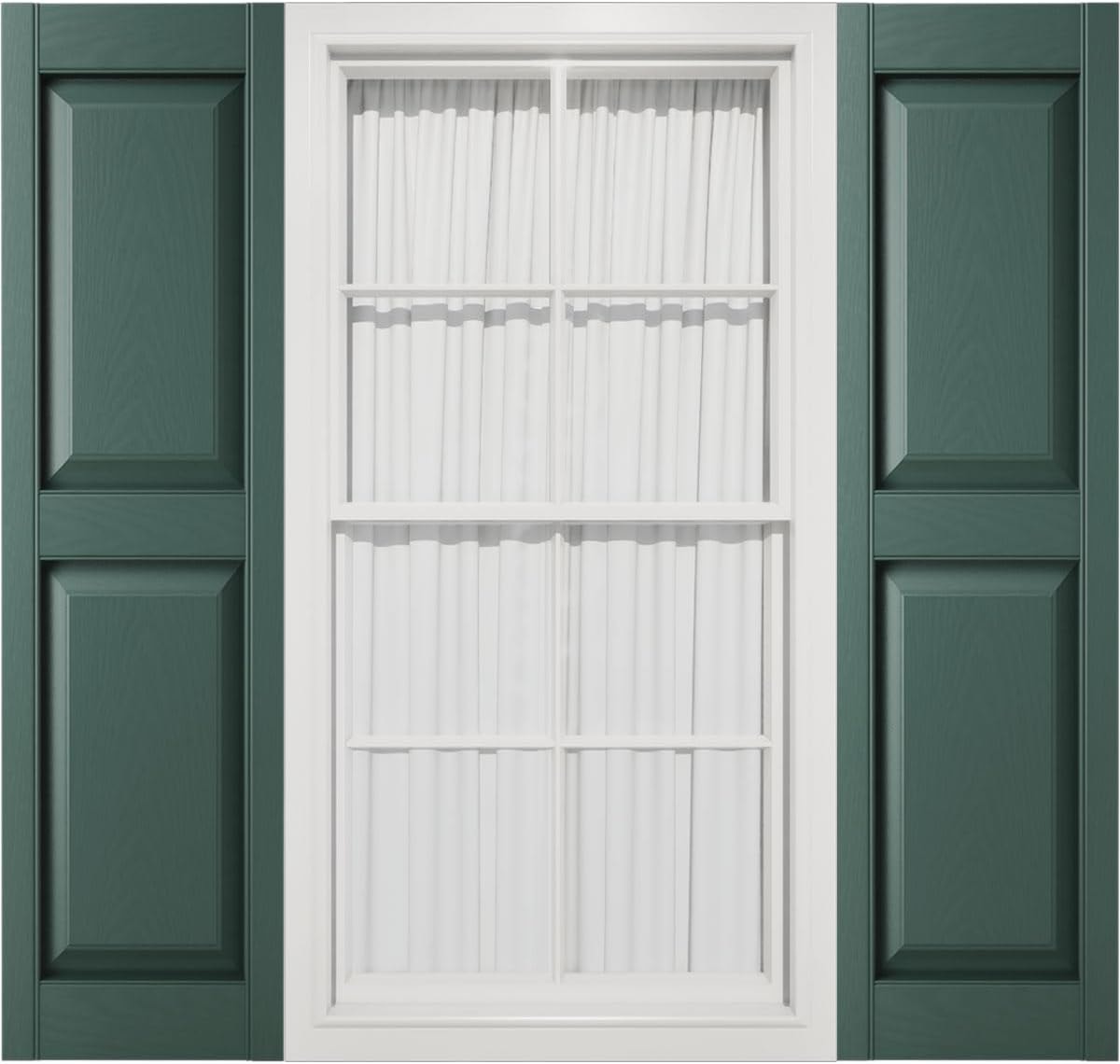 12"W x 57"H Mid-America Vinyl, TailorMade Two Equal Panels, Raised Panel Shutters, w/Installation Shutter-Lok's (Per Pair), 028 - Forest Green