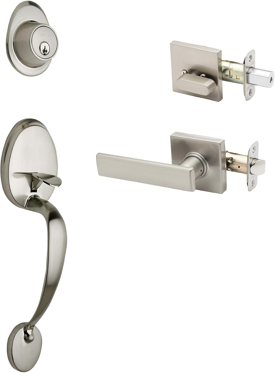 Copper Creek CZ2610XRL-SS Mid-Century Modern Entrance Handleset in Satin Stainless with Remi Lever Interior