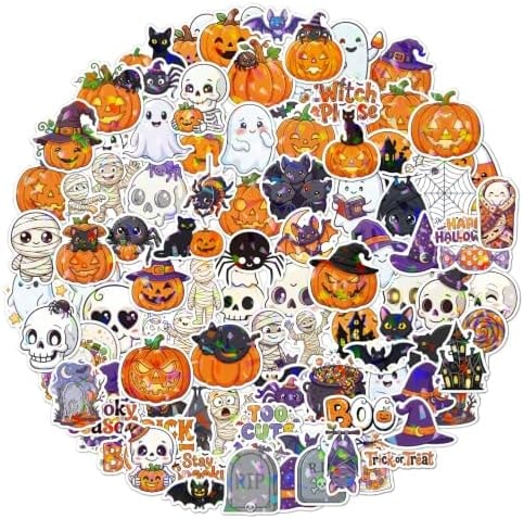 Inkelligent Halloween Stickers for Kids, 100 Holographic Decals, Style B
