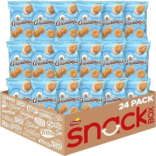 Grandma’s Mini Cookies, Vanilla Sandwich Crème Cookies, 3.71 oz Cookie Bag, (24 Pack) (Packaging May Vary)