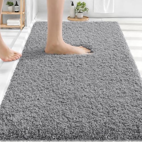 OLANLY Microfiber Bathroom Rugs 30x20, Soft Highly Absorbent Bath Mat, Grey