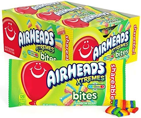 Airheads Xtremes Candy Bites, Rainbow Berry, 4 Ounces (12-Pack)