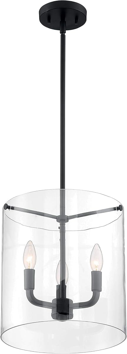 Nuvo 60/7277 Sommerset 3-Light Pendant Fixture with Clear Glass - Matte Black Finish