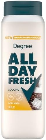 Degree All Day Fresh Body Wash Fresh Coconut Deep Cleansing 20 oz