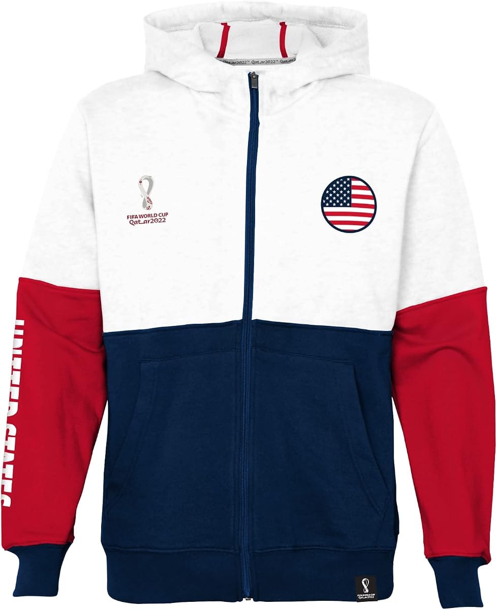 Outerstuff Youth & Kids FIFA World Cup Country Contrast Panel Fleece Hood, Red-Navy-White, Youth Small-8