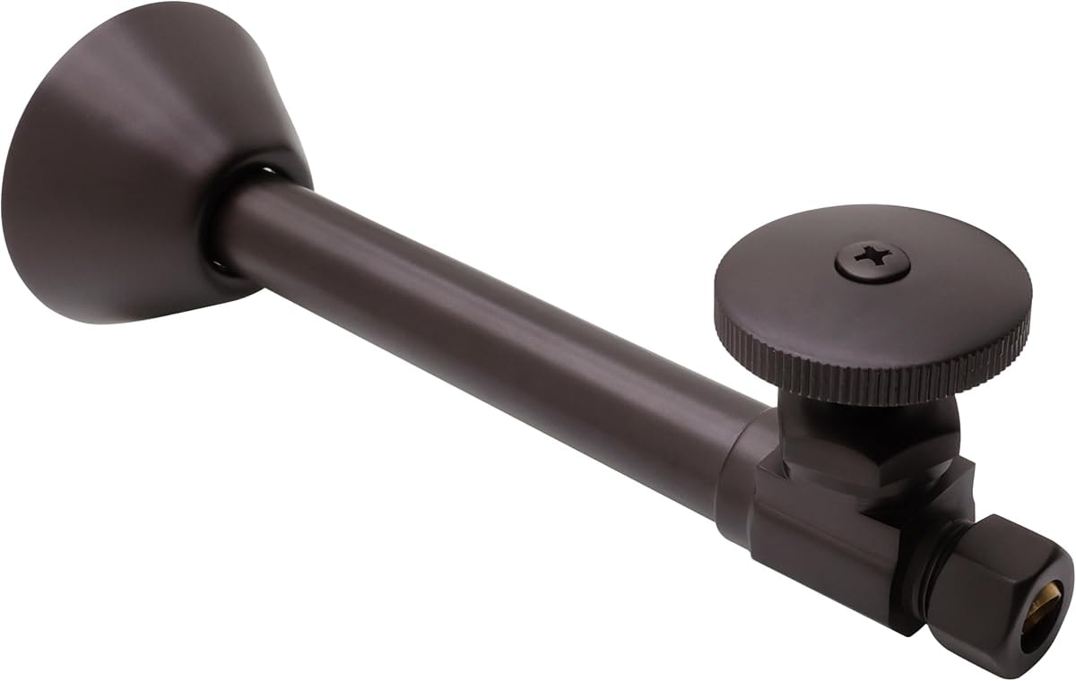 Westbrass D1114-12 D1114 Round Handle Straight Stop 1/2" Copper Sweat x 3/8" OD Comppression Outlet, Oil Rubbed Bronze