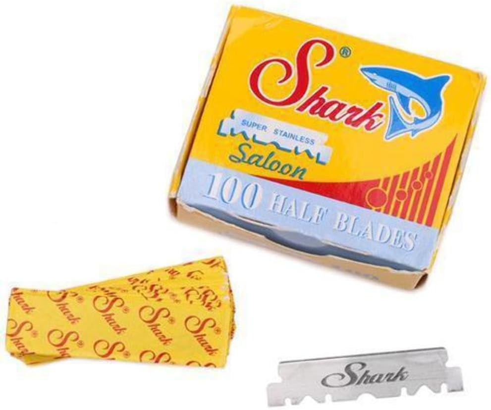 100 Shark Super Stainless Straight Edge Barber Razor Blades for Professional Barber Razors