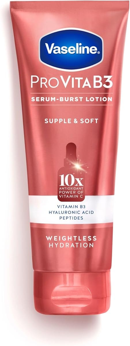 Vaseline Pro VitaB3 Serum Burst Lotion Supple & Soft Healthy, Hydrated Skin, Lightweight 10x Antioxidant Power of Vitamin C with Vitamin B3, Hyaluronic Acid & Peptides, 7.5 fl oz